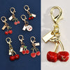 Cherry Pendant Keychain Jewelry For Women Made Of Metal And Crystal Resin With Dripping Oil Processing And Fruit Pattern