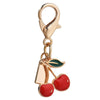 Cherry Pendant Keychain Jewelry For Women Made Of Metal And Crystal Resin With Dripping Oil Processing And Fruit Pattern