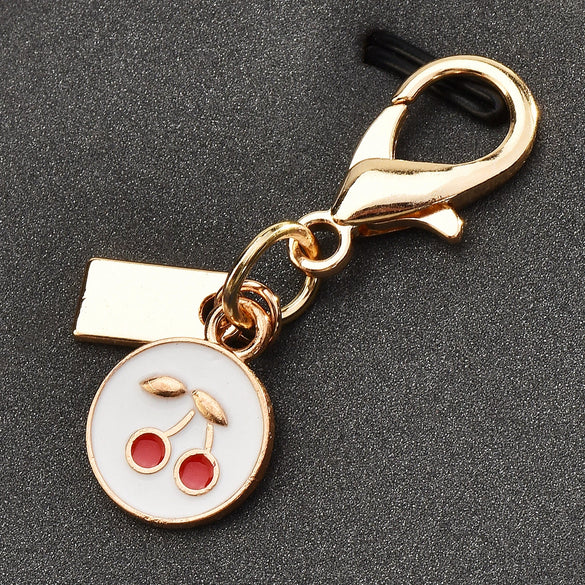 Cherry Pendant Keychain Jewelry For Women Made Of Metal And Crystal Resin With Dripping Oil Processing And Fruit Pattern