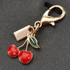 Cherry Pendant Keychain Jewelry For Women Made Of Metal And Crystal Resin With Dripping Oil Processing And Fruit Pattern