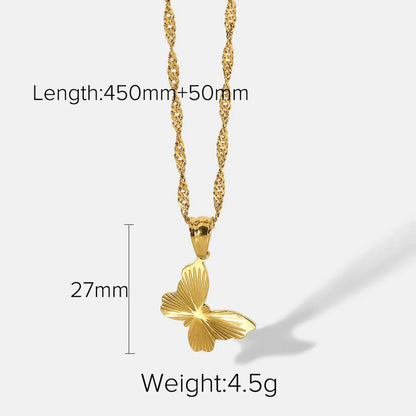 Chic Metal Butterfly Pendant 18k Gold Plated Stainless Steel Necklace