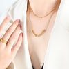 Chic Style Geometric Square Tassel Double Layer Titanium Steel Necklace With Electroplating For Girls