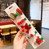 Children Hair Accessories Cloth Handmade Christmas Five Pieces Suit Bow Hairpin Snowman Christmas Tree Duckbill Clip