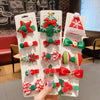 Children Hair Accessories Cloth Handmade Christmas Five Pieces Suit Bow Hairpin Snowman Christmas Tree Duckbill Clip