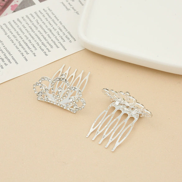 Children Princess Rhinestone Alloy Geometric Crown Comb Hair Accessories