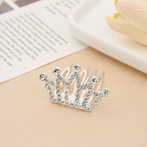 Children Princess Rhinestone Alloy Geometric Crown Comb Hair Accessories