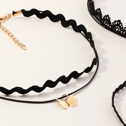 Children's Black Clavicle Chain Simple Choker Set