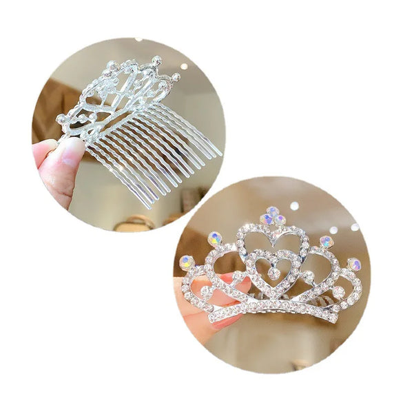 Children'S Crown Hairpin Baby Hair Comb Princess Crown Headdress Little Girl Birthday Rhinestone Crown Comb Hair Accessories