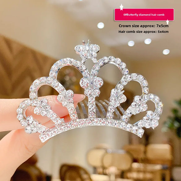 Children'S Crown Hairpin Baby Hair Comb Princess Crown Headdress Little Girl Birthday Rhinestone Crown Comb Hair Accessories