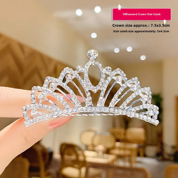 Children'S Crown Hairpin Baby Hair Comb Princess Crown Headdress Little Girl Birthday Rhinestone Crown Comb Hair Accessories