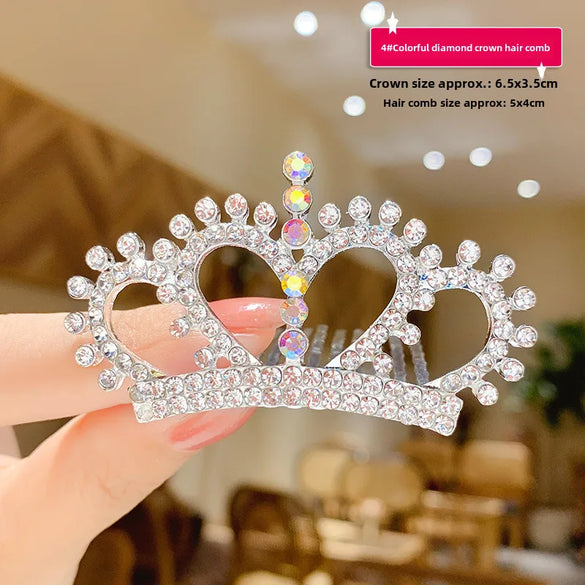 Children'S Crown Hairpin Baby Hair Comb Princess Crown Headdress Little Girl Birthday Rhinestone Crown Comb Hair Accessories