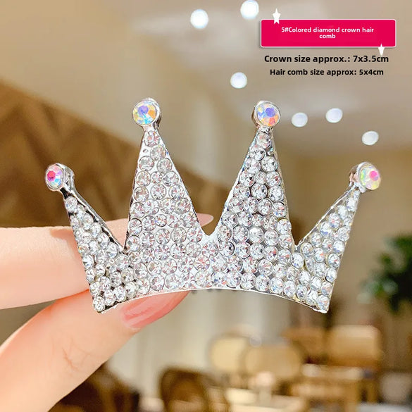 Children'S Crown Hairpin Baby Hair Comb Princess Crown Headdress Little Girl Birthday Rhinestone Crown Comb Hair Accessories