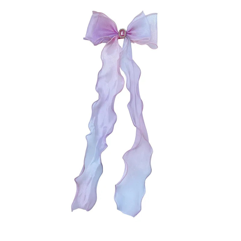 Children'S Cute Long Bow Hairpin Baby Princess Braided Hairpin Clip Hair Accessories