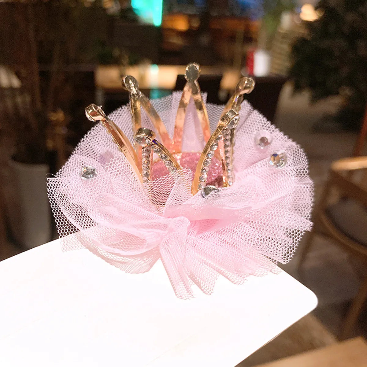 Children'S Cute Net Yarn Crown Hairpin