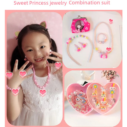 Children'S Day Necklace Bracelet Earrings Five-Piece Set Cartoon Classic Mermaid Jewelry Girls Princess Jewelry Free Shipping