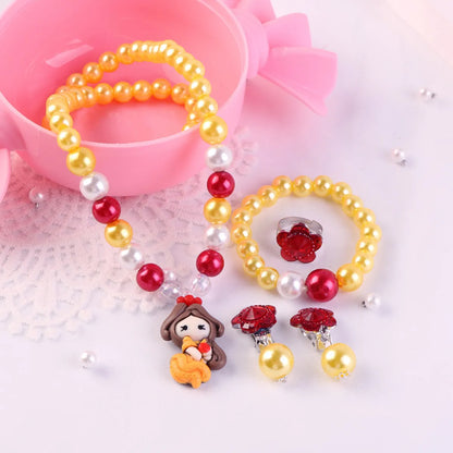 Children'S Day Necklace Bracelet Earrings Five-Piece Set Cartoon Classic Mermaid Jewelry Girls Princess Jewelry Free Shipping