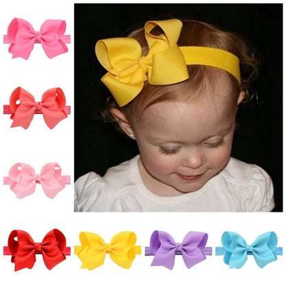 Children'S Handmade Solid Color Flower Bow Baby Headband Wholesale