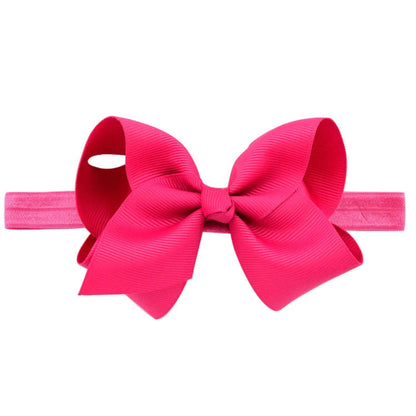 Children'S Handmade Solid Color Flower Bow Baby Headband Wholesale