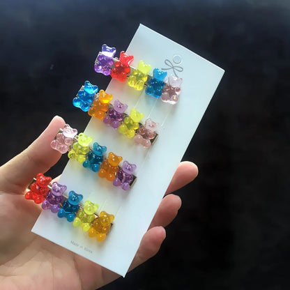 Children'S Jewelry Acrylic Jelly Bear Candy Color Hair Clip