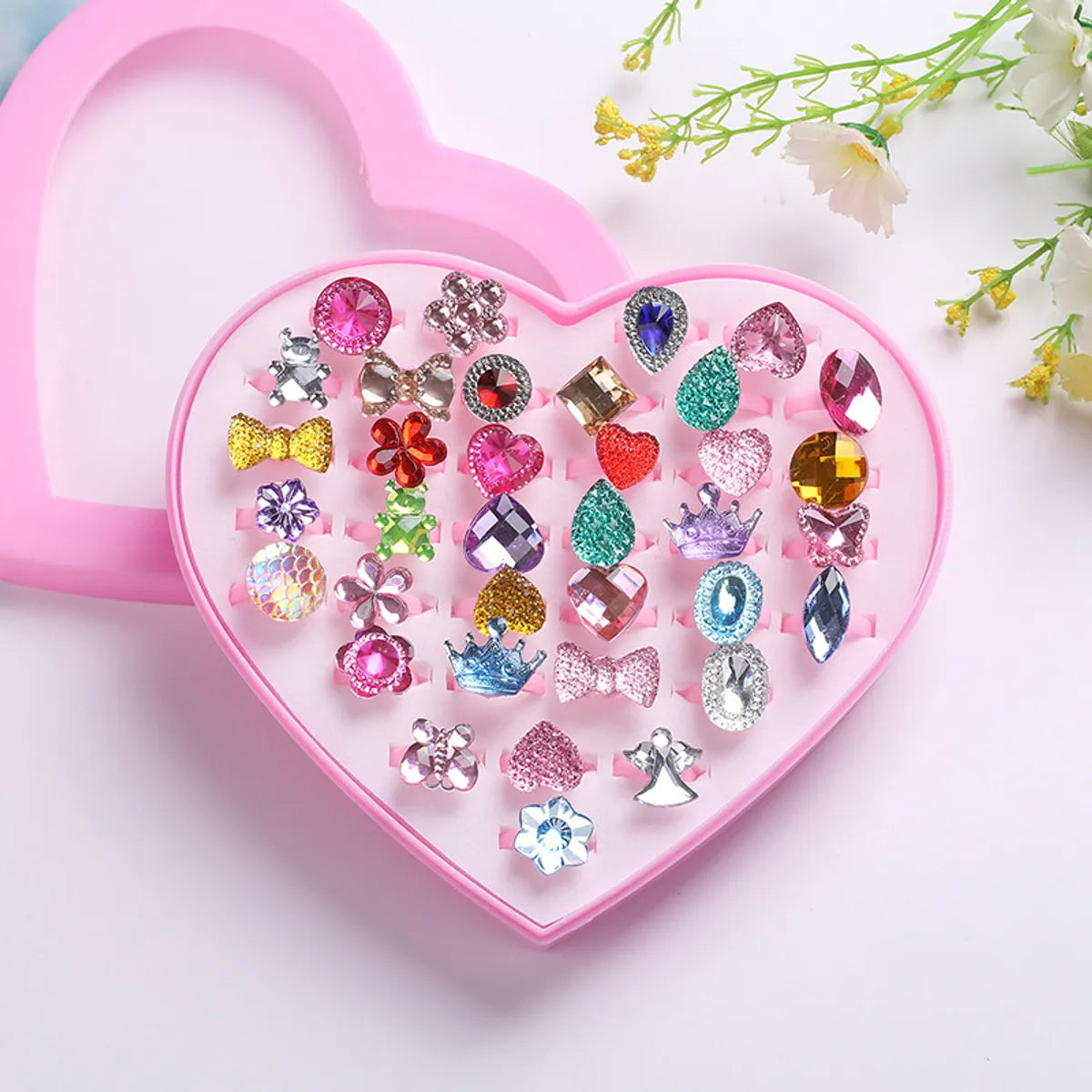 Children'S Ring Women'S Cartoon Jewelry Princess Ring Resin Toy Set Kindergarten Small Gifts Girls' Jewelry