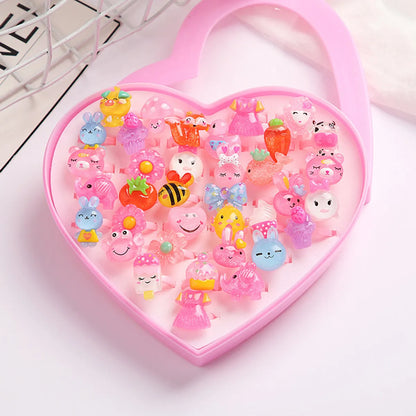 Children'S Ring Women'S Cartoon Jewelry Princess Ring Resin Toy Set Kindergarten Small Gifts Girls' Jewelry