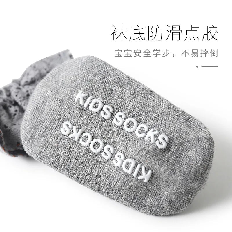 Children'S Socks For Autumn And Winter New Solid Color Lace Middle Tube Socks Autumn Cotton Baby Wholesale