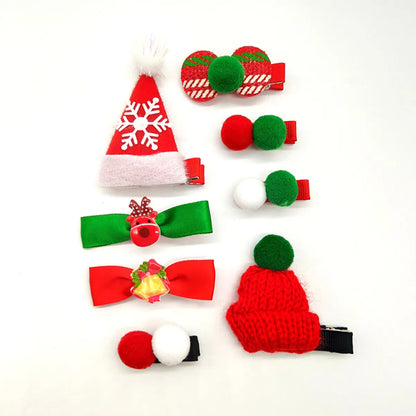 Children Unisex Cute Christmas Hat Santa Claus Cloth Hair Clip