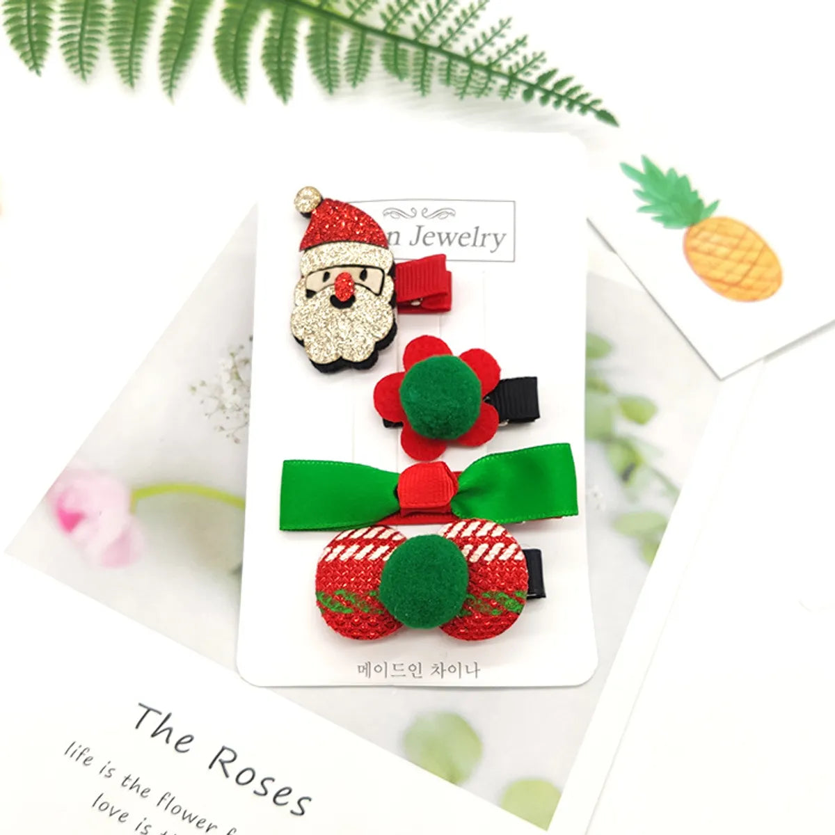 Children Unisex Cute Christmas Hat Santa Claus Cloth Hair Clip