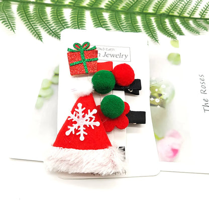 Children Unisex Cute Christmas Hat Santa Claus Cloth Hair Clip