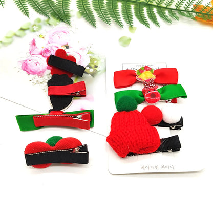 Children Unisex Cute Christmas Hat Santa Claus Cloth Hair Clip