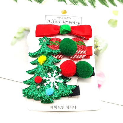 Children Unisex Cute Christmas Hat Santa Claus Cloth Hair Clip