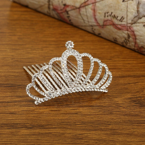 Children's Alloy Silver Plated Rhinestone Crown Hair Accessories Jewelry