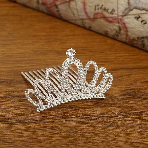 Children's Alloy Silver Plated Rhinestone Crown Hair Accessories Jewelry