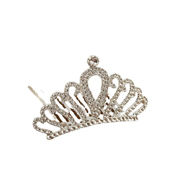 Children's Alloy Silver Plated Rhinestone Crown Hair Accessories Jewelry