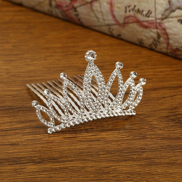 Children's Alloy Silver Plated Rhinestone Crown Hair Accessories Jewelry