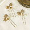Children's And Women's Metal Handmade Ushaped Hairpin With Gold Leaf Crystal Pearl For Bridal Wedding Dress As Hair Accessories