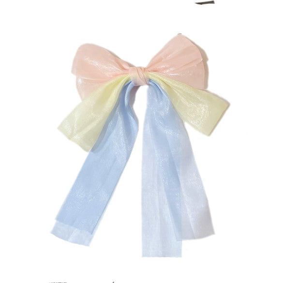 Children's Bow Hairpin Sweet Princess Color Contrast Cloth Handmade Yarn Ribbon Headwear Girls' Hair Accessories