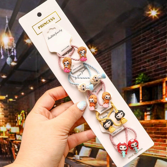 Children's Cartoon Flower Hair Tie Set With Soft Pottery Details Elastic Hair Bands And Cute Hair Accessories