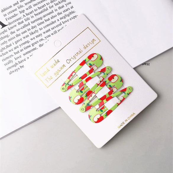 Children's Cartoon Fruit Bangs Clip Hair Accessories Headdress Bb Clip Side Clip Made Of Alloy Handmade 4 Piece Set