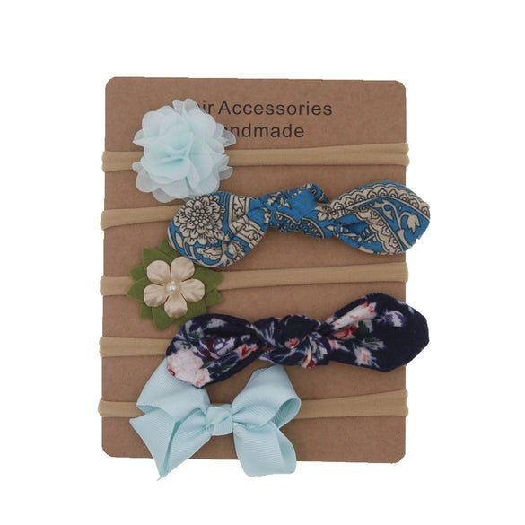 Children's Cloth Flower Bow High Elastic Hairband Set Natural Style Baby Headband Hair Accessories
