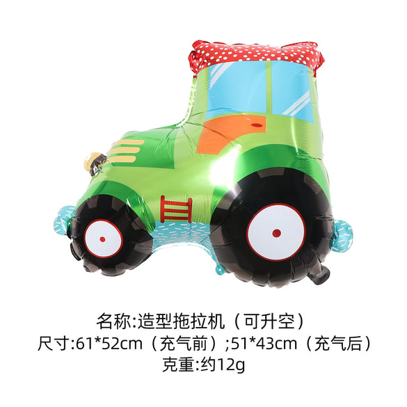 Children's Construction Vehicle Round Aluminum Foil Balloon Party Decoration For Birthday Celebrations And Events