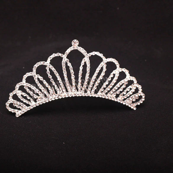 Children's Crown Rhinestone Hair Comb Alloy Silver Plated Electroplated
