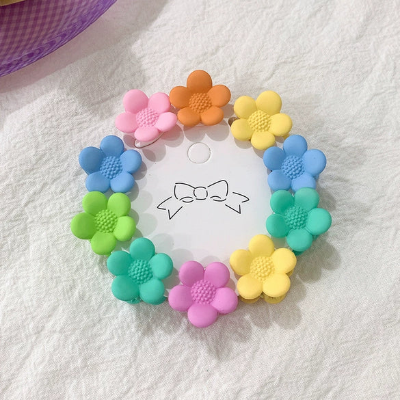 Children's Cute Mini Flower Crown Grip Hair Clip Colorful Cartoon Plastic Resin Hairpin For Baby Bangs And Broken Hair