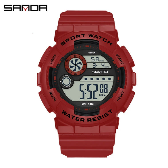 Children's Electronic Watch Multifunctional Sports Waterproof Round Dial Abs Case Tpu Strap Acrylic Mirror