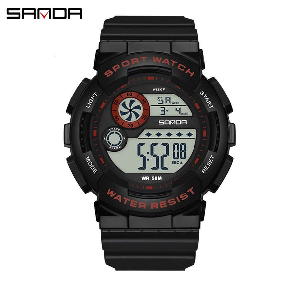 Children's Electronic Watch Multifunctional Sports Waterproof Round Dial Abs Case Tpu Strap Acrylic Mirror