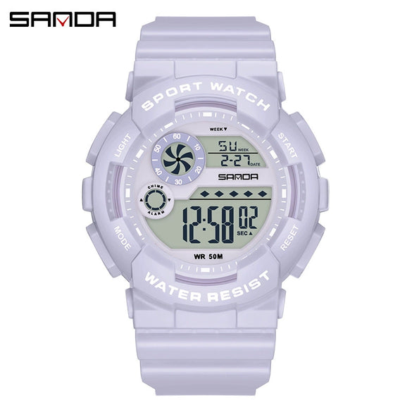 Children's Electronic Watch Multifunctional Sports Waterproof Round Dial Abs Case Tpu Strap Acrylic Mirror