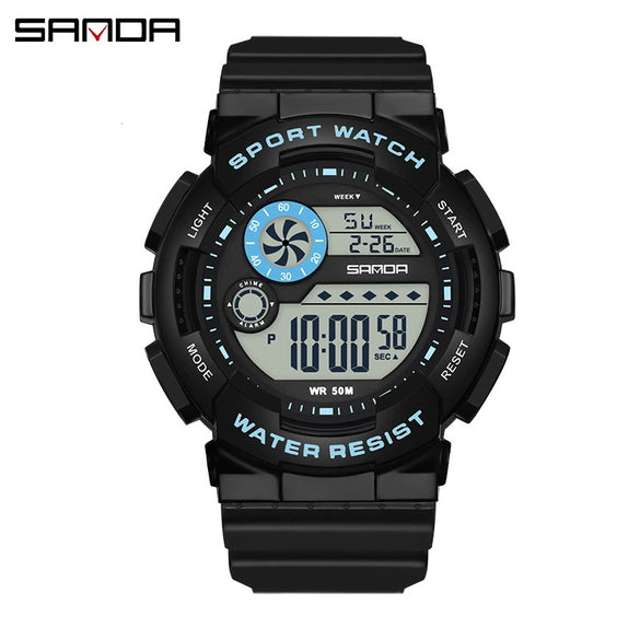 Children's Electronic Watch Multifunctional Sports Waterproof Round Dial Abs Case Tpu Strap Acrylic Mirror