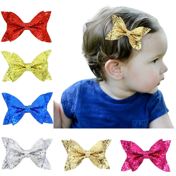 Children's Four Seasons Sequin Cloth Handmade Flower Solid Color Hairpin Big Bow Side Clip Headdress
