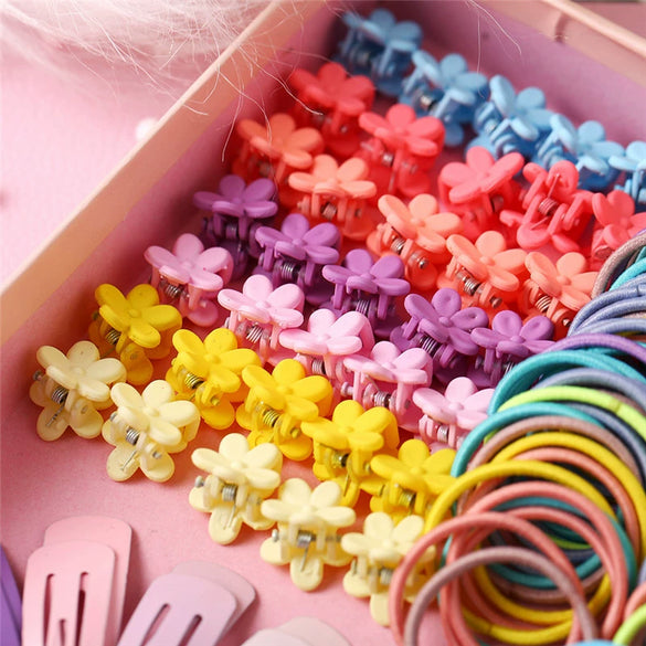 Children's Hair Accessories Set Hairpin Hair Ring Rubber Band Knitted Simple Cute With Plants Flowers Style