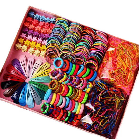 Children's Hair Accessories Set Hairpin Hair Ring Rubber Band Knitted Simple Cute With Plants Flowers Style